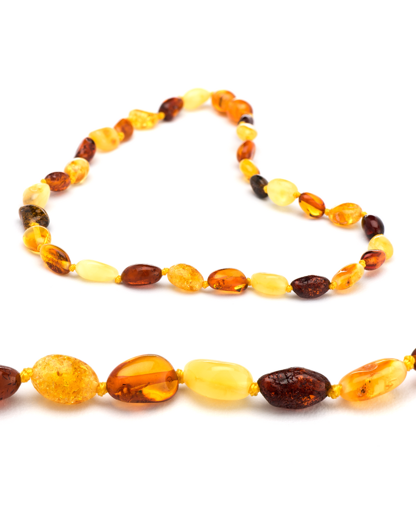 Polished Multi 4 Color Baroque Amber Teething Necklace