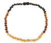 Baltic Amber Necklace (Unisex) (Reverse Rainbow) (Raw) - Knotted Between Beads - Certificated Oval Baltic Jewelry