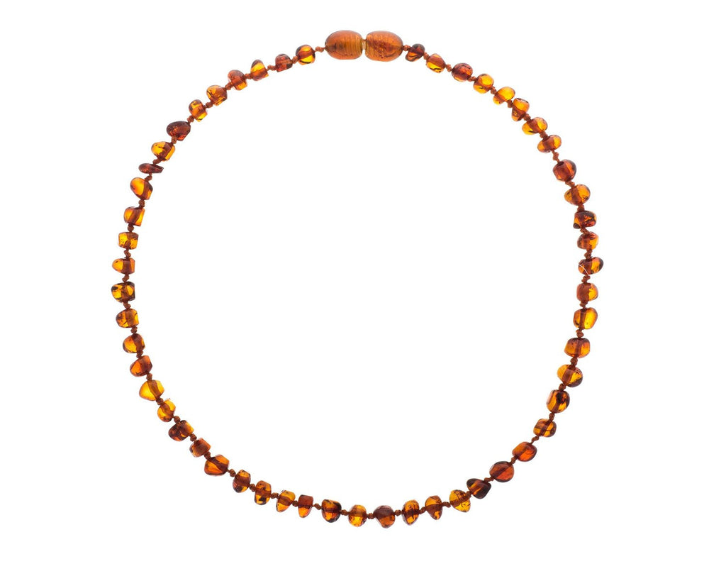 Polished Cognac Color Baroque Amber Teething Necklace