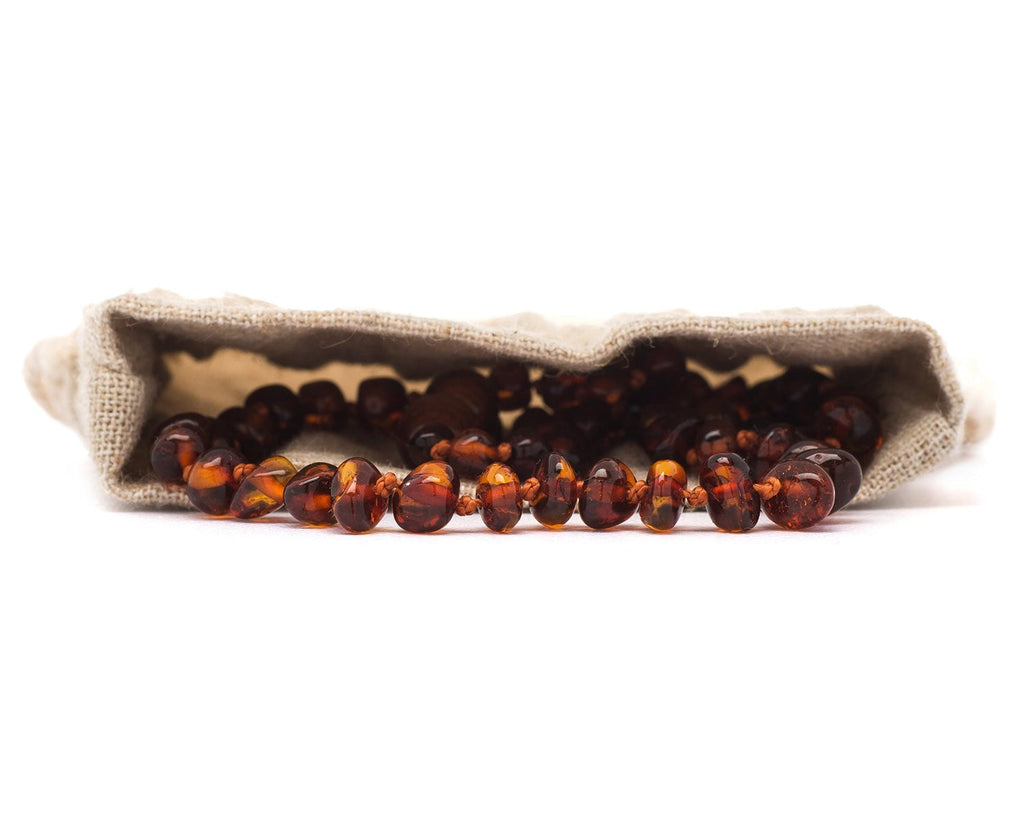 Polished Cognac Color Baroque Amber Teething Necklace