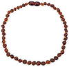 Baltic Amber Necklace (Unisex) (Cognac) (Raw & Polished) - Knotted Between Beads - Certificated Oval Baltic Jewelry