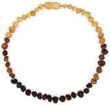 Baltic Amber Necklace (Unisex) (Rainbow) (Raw) - Knotted Between Beads - Certificated Oval Baltic Jewelry