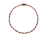 Baltic Amber Necklace (Unisex) (Cherry) (Raw Olive) - Knotted Between Beads - Certificated Oval Baltic Jewelry