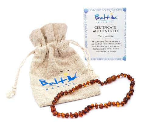 Baltic Amber Necklace (Unisex) (Cognac) (Raw & Polished) - Knotted Between Beads - Certificated Oval Baltic Jewelry