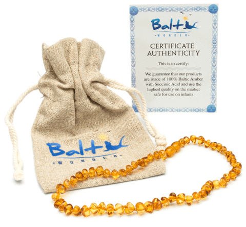 Baltic Amber Necklace (Unisex) (Honey) -Knotted Between Beads - Certificated Oval Baltic Jewelry