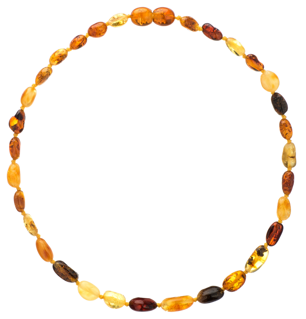 Polished Multi 4 Color Baroque Amber Teething Necklace